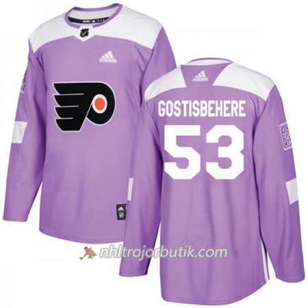 Män Ishockey Philadelphia Flyers Tröja Shayne Gostisbehere 53 Adidas 2017-2018 Lila Fights Cancer Practice Authentic